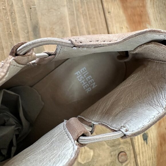 NWOB Eileen Fisher Tote‎ Nubuck Leather Ankle Bootie 9 Stacked Heel - Picture 6 of 9